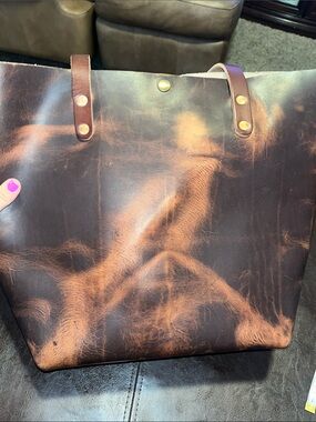 Autumn harvest Brown Leather Tote Bag from KMM and co